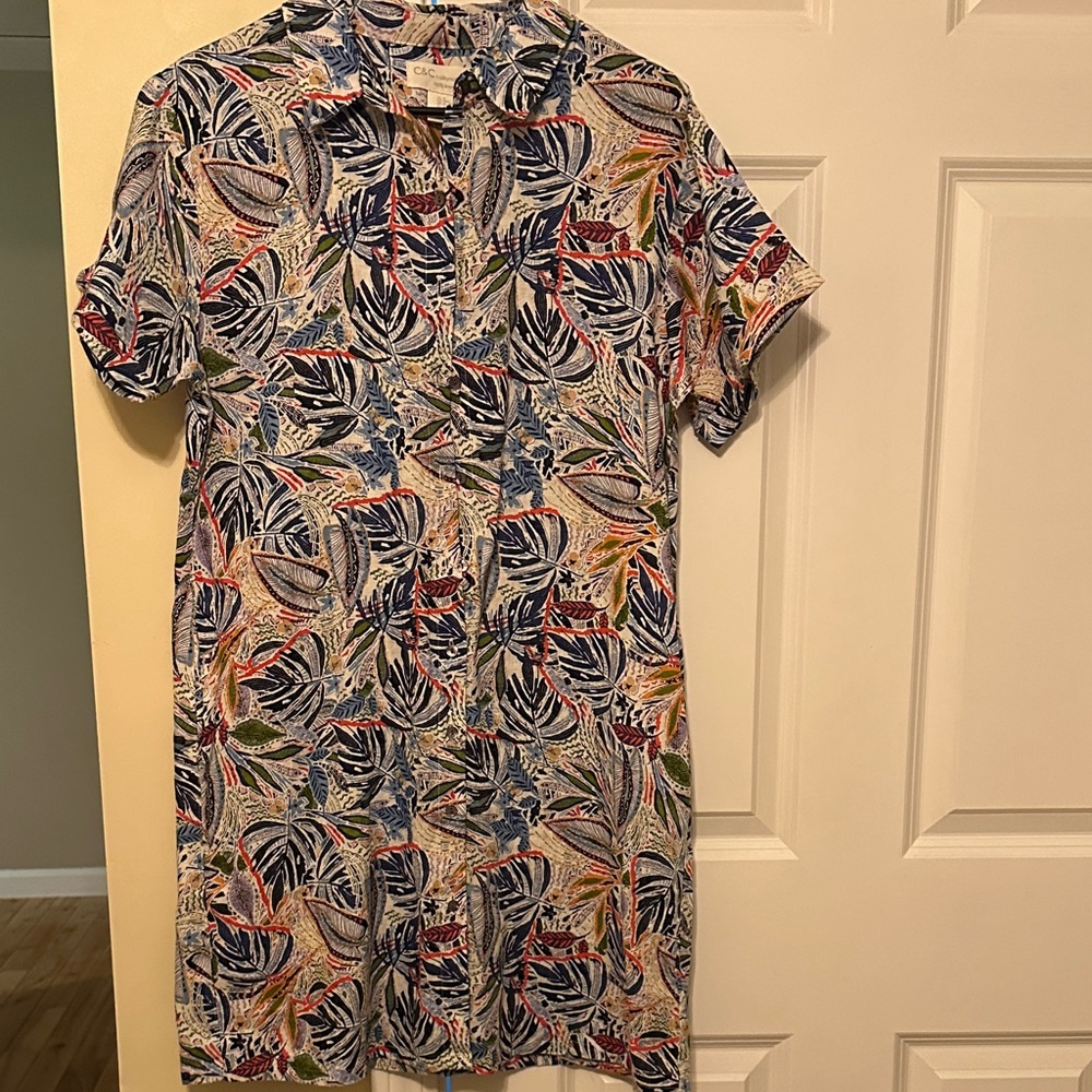 C&C California Multicolor Leaf Print Midi Dress